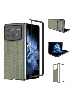 For Xiaomi Mix Fold 4 Black Frame Carbon Fiber Texture PU Phone Case(Green)