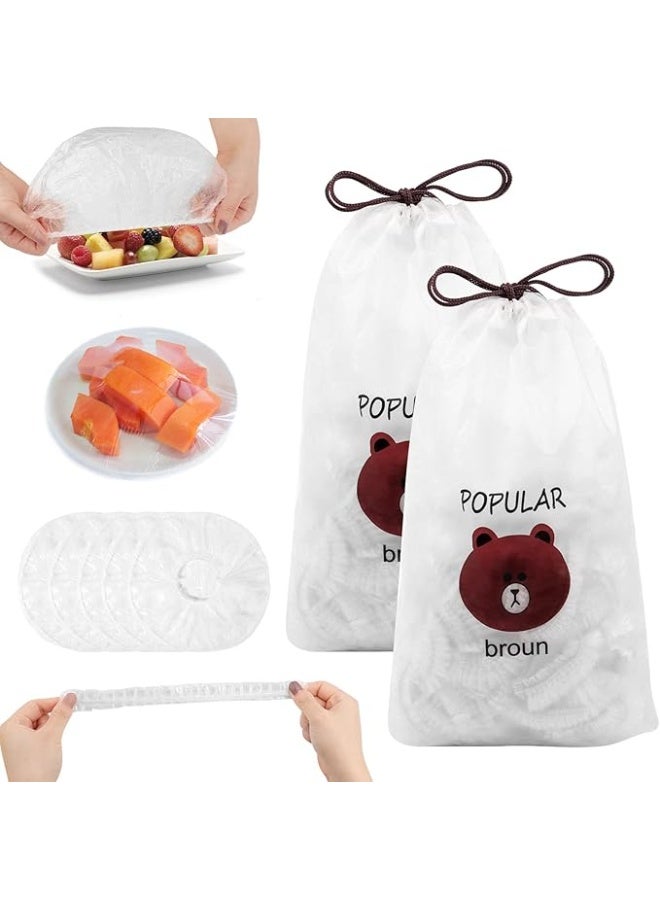 عبوة من 200 كيس تخزين طعام، أغطية طعام بلاستيكية، أكياس إغلاق، غطاء طعام، أكياس إغلاق مرنة، غطاء طعام قابل لإعادة الاستخدام