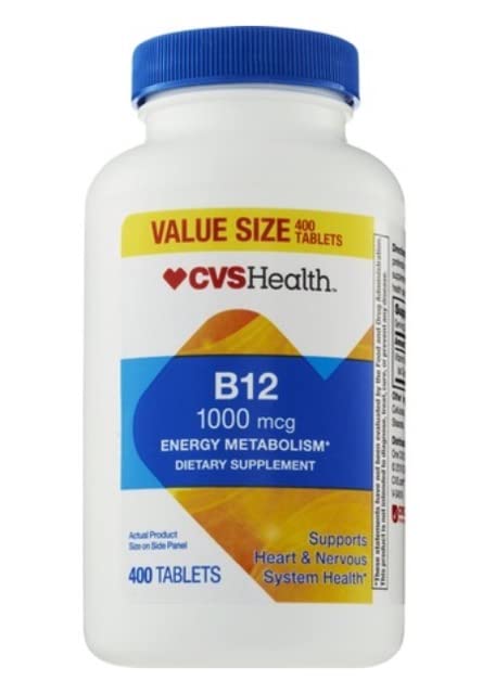 أقراص فيتامين ب12 من YBW CVS Health 1000 ميكروغرام 400 حبة