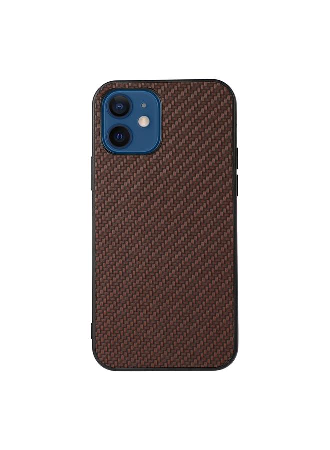 زبون جراب لهاتف iPhone 12 mini مصنوع من ألياف الكربون PU + PC + TPU، جراب واقٍ مقاوم للصدمات - Image 1