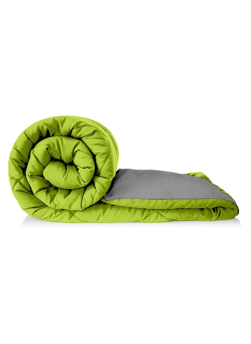 TUNDWAL'S TUNDWALS Microfiber Reversible Solid Extra Comfort Soft ComforterBlanket Double Bed 200 GSM P Green Grey 1 Piece  - Image 4