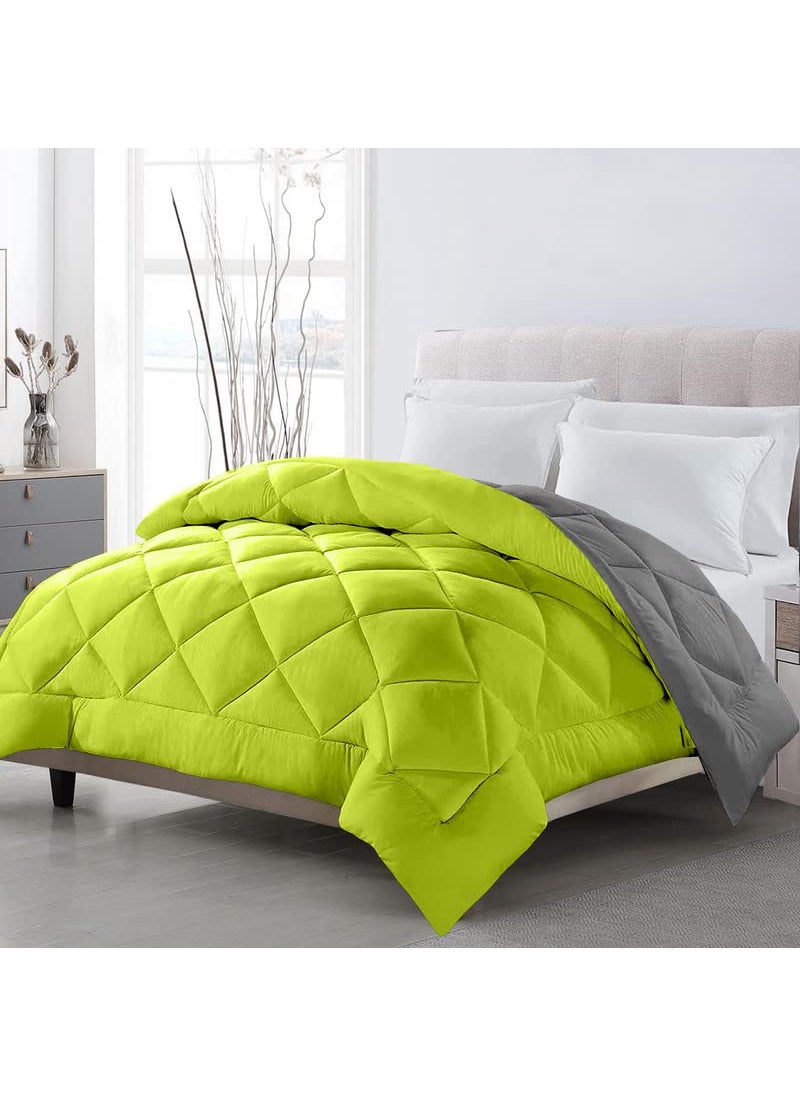 TUNDWAL'S TUNDWALS Microfiber Reversible Solid Extra Comfort Soft ComforterBlanket Double Bed 200 GSM P Green Grey 1 Piece  - Image 2