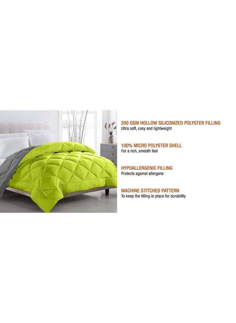 TUNDWAL'S TUNDWALS Microfiber Reversible Solid Extra Comfort Soft ComforterBlanket Double Bed 200 GSM P Green Grey 1 Piece  - Image 3
