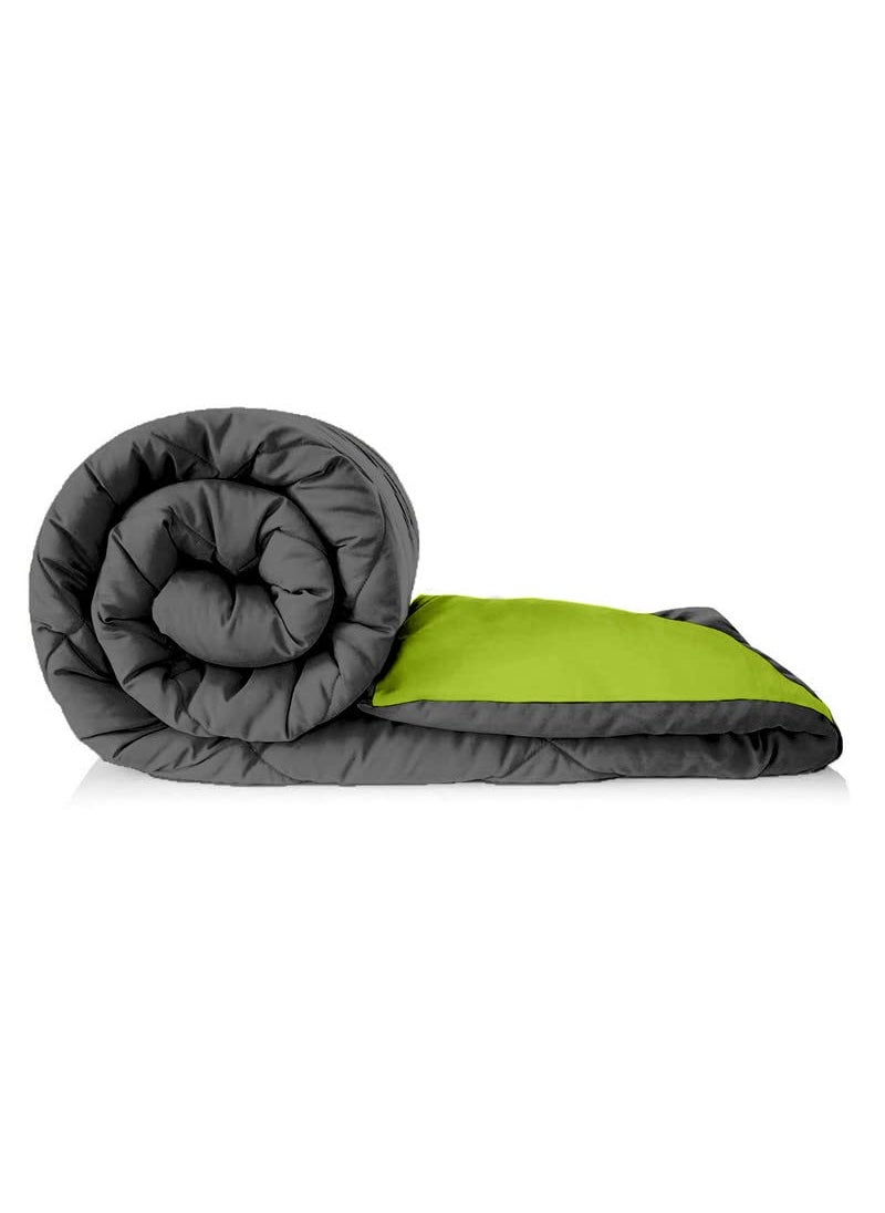 TUNDWAL'S TUNDWALS Microfiber Reversible Solid Extra Comfort Soft ComforterBlanket Double Bed 200 GSM P Green Grey 1 Piece  - Image 5
