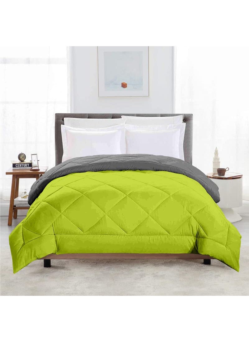 TUNDWAL'S TUNDWALS Microfiber Reversible Solid Extra Comfort Soft ComforterBlanket Double Bed 200 GSM P Green Grey 1 Piece  - Image 1