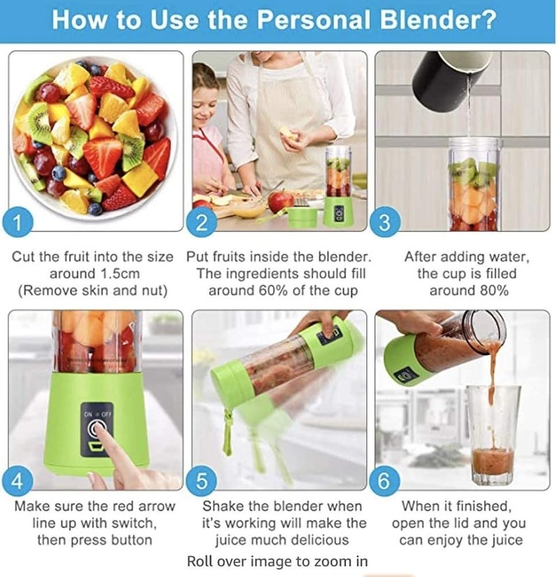 Spaceshoop Portable Blender Mixer Rechargeable Blender Smoothie Single Served USB Electric Safety Juicer Cup Shakes and Smoothies Blender USB Charging Sport Mini Juice Maker - Image 2