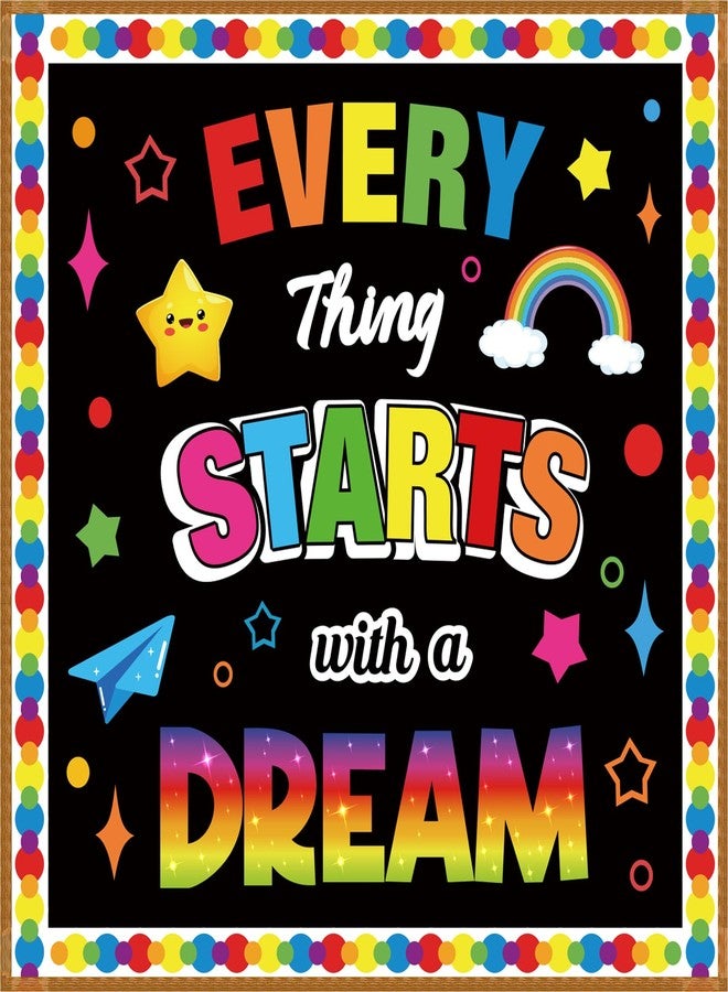 LioNergy Classroon Bulletin Board Decoration Motivational Cutouts Bulletin Board Wall Door Decor for Kindergarten Preschool Elementary Middle School - Every Thing Starts with a Dream - Image 1