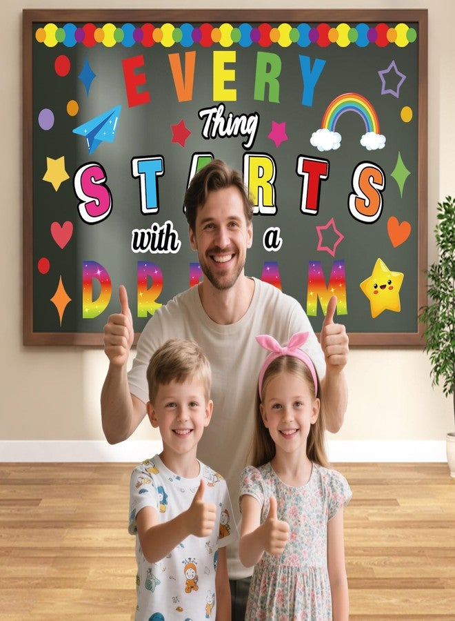 LioNergy Classroon Bulletin Board Decoration Motivational Cutouts Bulletin Board Wall Door Decor for Kindergarten Preschool Elementary Middle School - Every Thing Starts with a Dream - Image 5