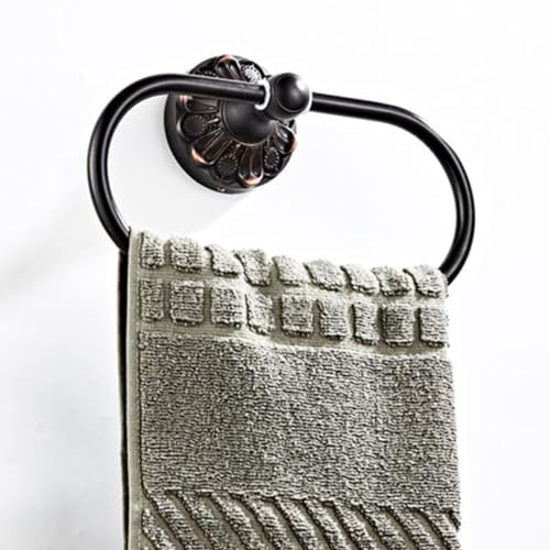 Celbon Antique Oval Towel Ring Holder Brass Material Towel Ring for Towel Storage Wall Mounted Towel Hanger Rack for Bathroom Toilet (Black) - Image 3
