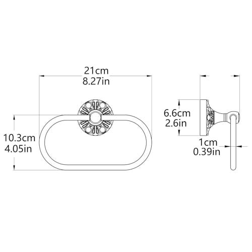 Celbon Antique Oval Towel Ring Holder Brass Material Towel Ring for Towel Storage Wall Mounted Towel Hanger Rack for Bathroom Toilet (Black) - Image 2