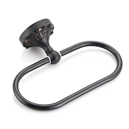 Celbon Antique Oval Towel Ring Holder Brass Material Towel Ring for Towel Storage Wall Mounted Towel Hanger Rack for Bathroom Toilet (Black) - Image 5
