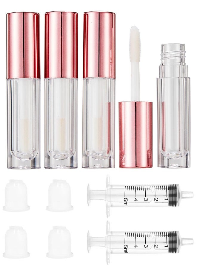 Qeuly 6ml Empty Lip Gloss Tubes, Clear Mini Lip Gloss Tubes, Lip Balm Tubes Containers with Lip Gloss Applicator Wands for Women Girls DIY Makeup Lipgloss Making Kit (D25xH86mm) (Rose Gold) - Image 1