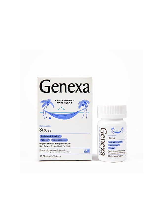 Genexa Genexa Stress - 60 Tablets - Stress Relief & Fatigue Remedy - Certified Organic, Gluten Free & Non-GMO - Homeopathic Remedies  - Image 1