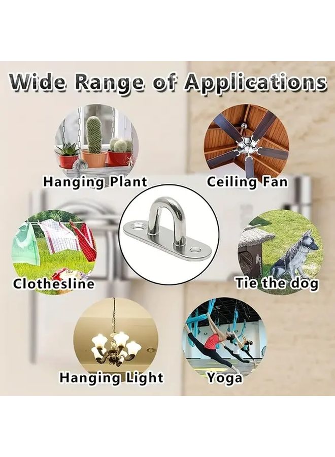 10pcs 304 Stainless Steel Ceiling Hooks Heavy Duty M5 Threaded Eye Plates Wall Mounted - Image 5