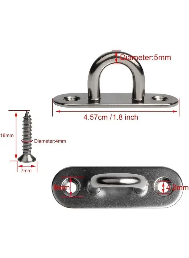 10pcs 304 Stainless Steel Ceiling Hooks Heavy Duty M5 Threaded Eye Plates Wall Mounted - Image 3