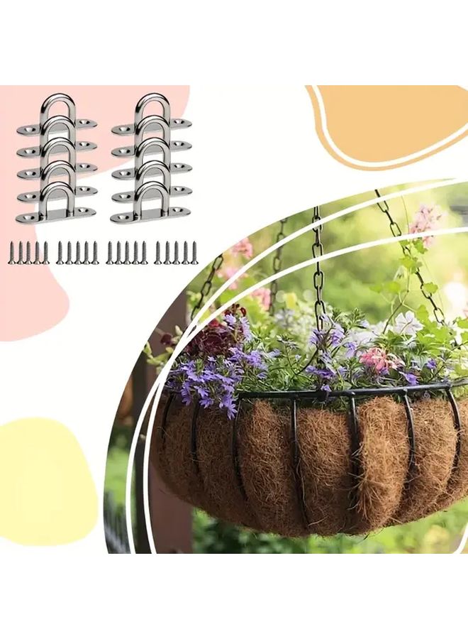 10pcs 304 Stainless Steel Ceiling Hooks Heavy Duty M5 Threaded Eye Plates Wall Mounted - Image 4