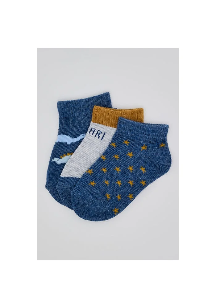أر أند بي 3 Pack Printed Ankle Socks