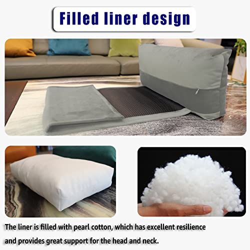 AmazeCov Non-Slip Head Pillow for Recliners - Neck Support Cushion with Velvet Cover for Pain Relief at Home, Office and Travel (Light Gray) - Image 5