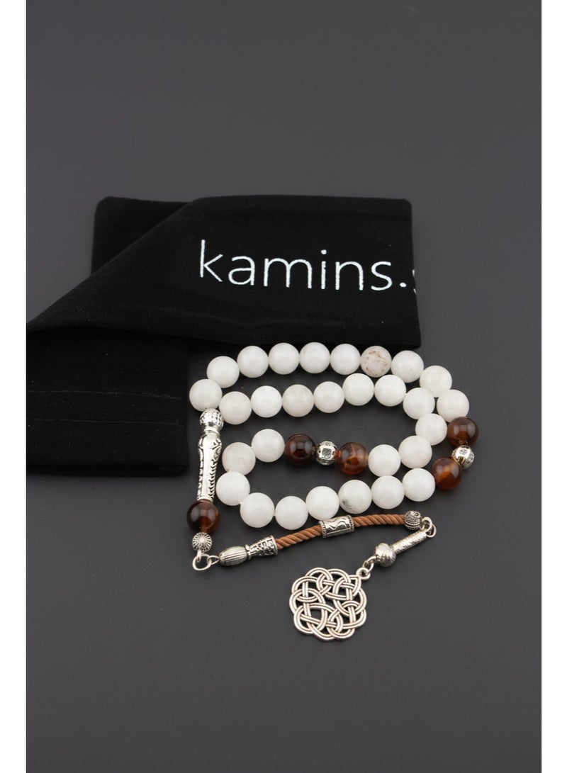 Kamins Collection White Jade & Yemeni Agate Tasbih - Image 1