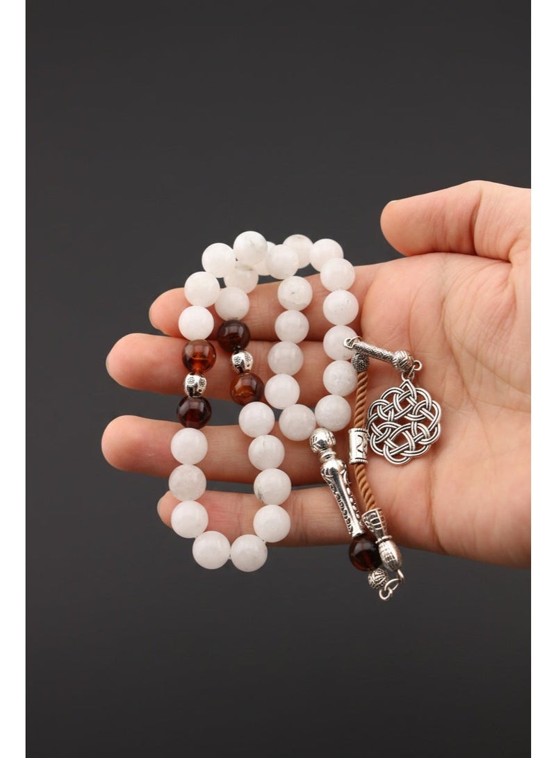 Kamins Collection White Jade & Yemeni Agate Tasbih - Image 4