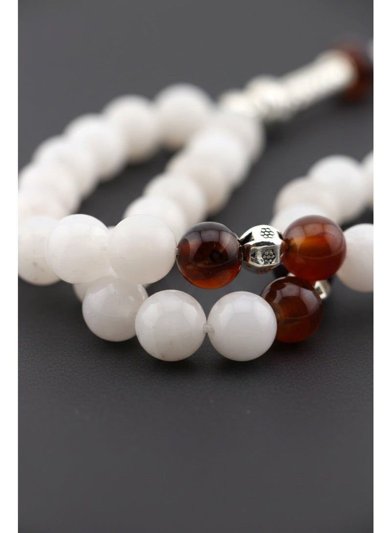 Kamins Collection White Jade & Yemeni Agate Tasbih - Image 5