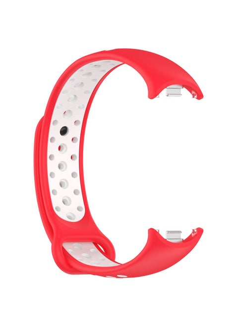 Suitable For Mi Bracelet 8 Nike Two-color Metal Connector Strap Suitable For MI 8 Bracelet Two-color Breathable Strap-Color:Red And White (metal Connector)