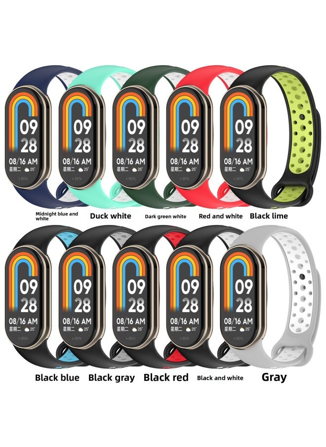 Generic - Suitable For Mi Bracelet 8 Nike Two-color Metal Connector Strap Suitable For MI 8 Bracelet Two-color Breathable Strap-Color:Red And White (metal Connector) - Image 1