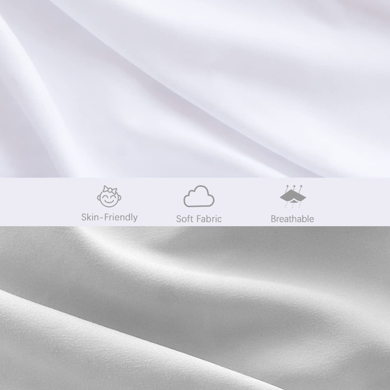 Biloban Baby Bassinet Sheets 4 Pack Compatible with SNOO Smart Sleeper and Chicco LullaGo Anywhere Portable Bassinet, Ultra Soft & Skin-Friendly, Grey and White - Image 3