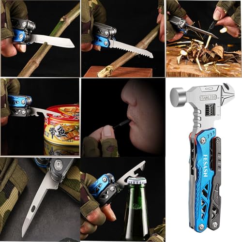 Fesasn Upgraded Adjustable Wrench Multitool Hammer, 18 in 1 Pocket Multi Tool Pliers, All-in-One Survival Camping Multi Tool Apply to Survival, Camping and Everyday Use - Image 4