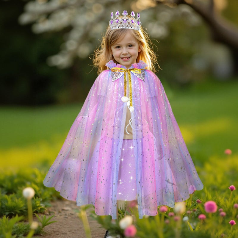 Meland Princess Dress up Clothes for Girl, Princess Cape with Kid Crown Toys, Birthday Gifts for Toddler Girls 3,4,5,6,7,8 - Image 5