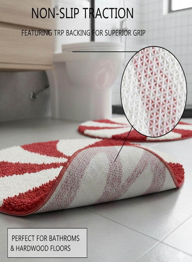 REFGY Christmas Bath Rugs for Bathroom Decor Red Christmas Candy Rug Candy Bath Mat Extra Soft Absorbent,Winter Themed Xmas Round Bathroom Rug for Holiday Décor - Image 3
