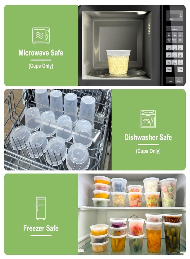 Dipoo 60 Sets (120-Piece) Deli Containers with Lids, 32/16/8 oz X 20 Set Each, Leak-Proof & BPA Free Airtight Takeout Plastic Food Storage Containers for Soup, Freezer/Microwave/Dishwasher Safe - Image 4
