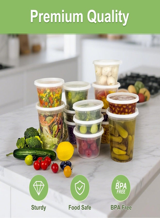 Dipoo 60 Sets (120-Piece) Deli Containers with Lids, 32/16/8 oz X 20 Set Each, Leak-Proof & BPA Free Airtight Takeout Plastic Food Storage Containers for Soup, Freezer/Microwave/Dishwasher Safe - Image 3