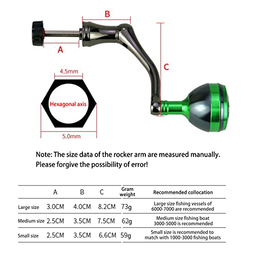 TEQIN Fishing Spinning Reel Handle, Lightweight Metal Single Rocker Arm, Reel Replacement Power Handle Grip, DIY Spinning Reel Handle Grip Modification Gold Large - Image 3