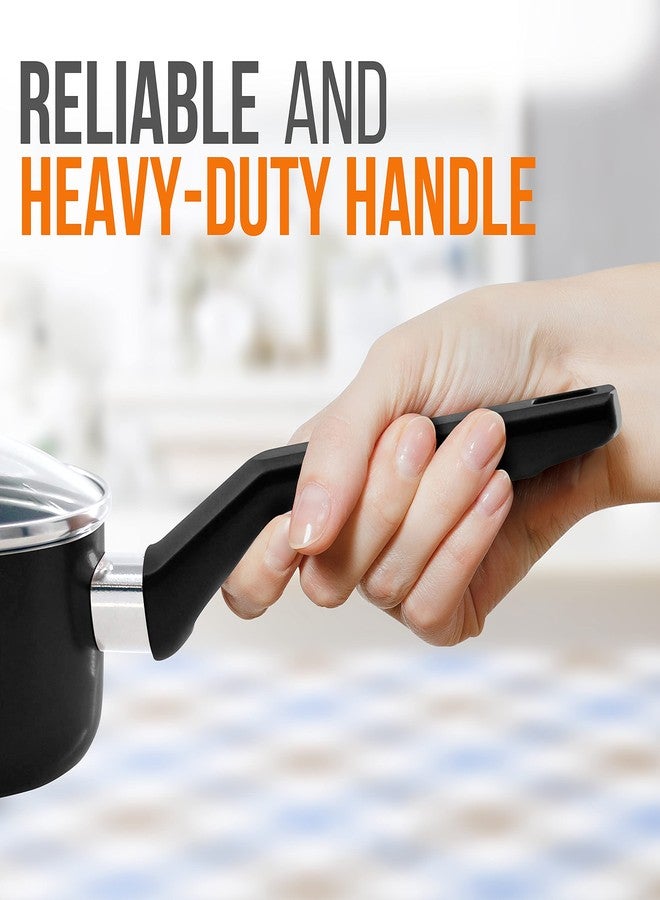 نيوتري شيف قدر نوتري شيف مع غطاء - أواني طهي عالية الجودة غير لاصقة مع أغطية زجاجية مقسّى شفافة، سعة 1 كوارت. (متوافق مع الموديل: NCCWA13) - Image 4