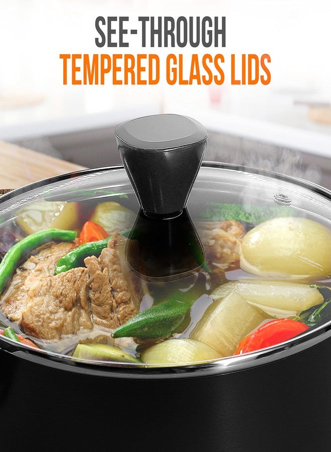 نيوتري شيف قدر نوتري شيف مع غطاء - أواني طهي عالية الجودة غير لاصقة مع أغطية زجاجية مقسّى شفافة، سعة 1 كوارت. (متوافق مع الموديل: NCCWA13) - Image 5