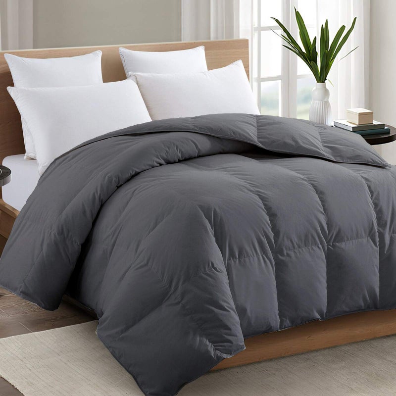 TEXARTIST Premium 2100 Series King Comforter All Season Breathable Grey Comforter Soft 4D Spiral Fiber Quilted Down Alternative Duvet Insert with Corner Tabs Luxury Hotel Style (90"x102") - Image 1