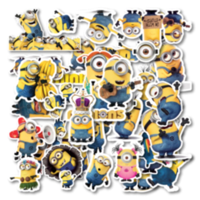 D2C Minion Scrapbook Cartoon Stickers - Pack of 24 Glitter Finish Minnion Stickers for Laptop, Journal, Scrapbook, Diary, Guitar, Mobile - Waterproof - Image 2