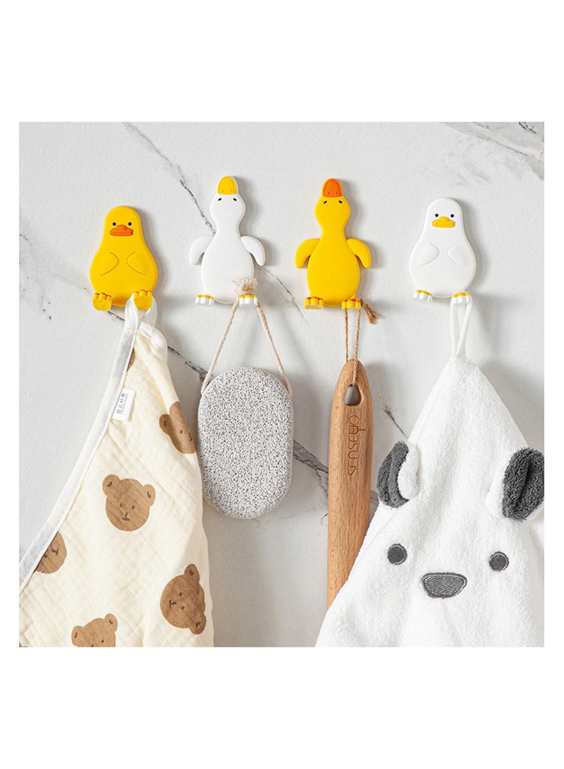 4Pcs Cute Wall Hooks, Cute Pet Hooks, Cute Cartoon Duck Hooks Set, Fun Duckie Wall Hangers for Bathroom, Crative Duck Design Wall Hooks for Hat Coat Key, Unique Decorative Wall Hanger - Image 4