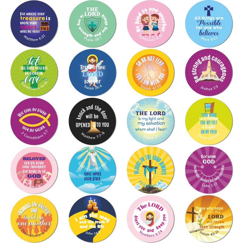 Geyee 600 Pcs Christian Religious Stickers for Kids Jesus Faith Shape Easter Stickers Catholic Child Drawn Scripture Decors for Toddler Art CraftsBible Style - Image 2