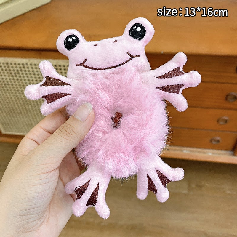 Generic Baowao Bear Hair Loop 2023 New Cute Plush Bear Tie-up Rope Womens Internet Celebratory Cartoon Hair Rope Pontail Rubber Tendon 10# Powder Frog