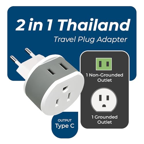 OREI Thailand Power Plug Adapter with 2 USA Inputs - Travel 3 Pack - 2 x Type O, 1 x Type C (US-18) Safe Grounded Use with Cell Phones, Laptop, Camera Chargers, CPAP, and More - Image 3