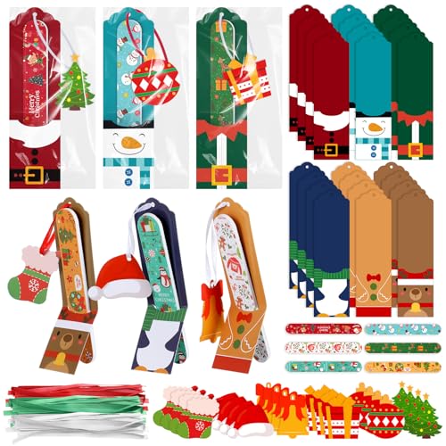 Dimsile 24 Sets Christmas Gift Christmas Nail File Santa Emery Boards Christmas Cutout Hat Filler Manicure Tools with 24 Emery Boards 24 Cutout 24 Ribbon and 24 Gift Bag - Image 1
