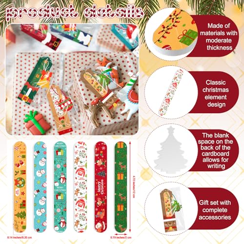Dimsile 24 Sets Christmas Gift Christmas Nail File Santa Emery Boards Christmas Cutout Hat Filler Manicure Tools with 24 Emery Boards 24 Cutout 24 Ribbon and 24 Gift Bag - Image 3