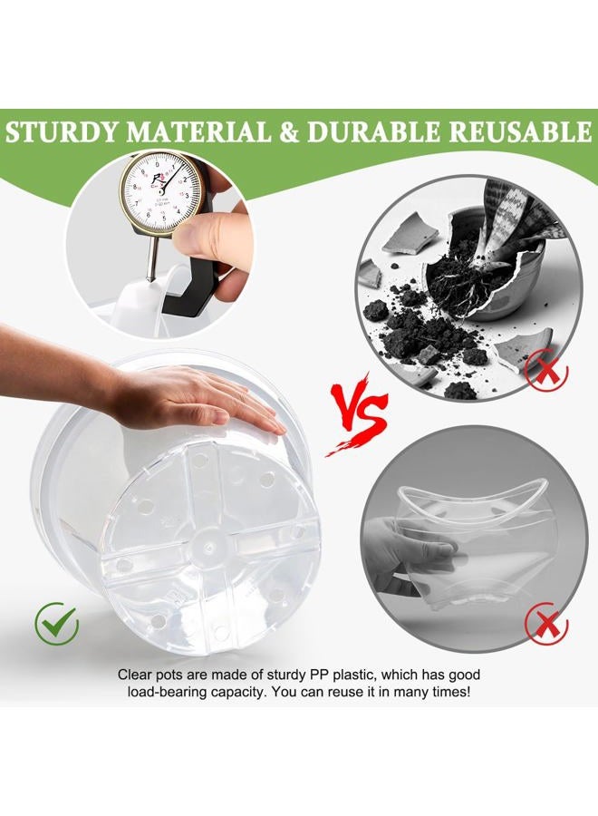 RooTrimmer 10 Pack 10 Inch Clear Nursery Pots with Saucers, Transparent Sturdy Plastic Plant Pots, Large Gardening Pots with Drainage Hole, Planting Starter Pot for Indoor Outdoor Flowers Herbs Vegetables - Image 4