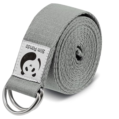 Slim Panda Yoga Strap for Stretching,Cotton Yoga Strap with Adjustable D-Ring Buckle,Non-Elastic Yoga Belt for Pilates,Gym Workouts,Physical Therapy,Improve Flexibility - Image 1