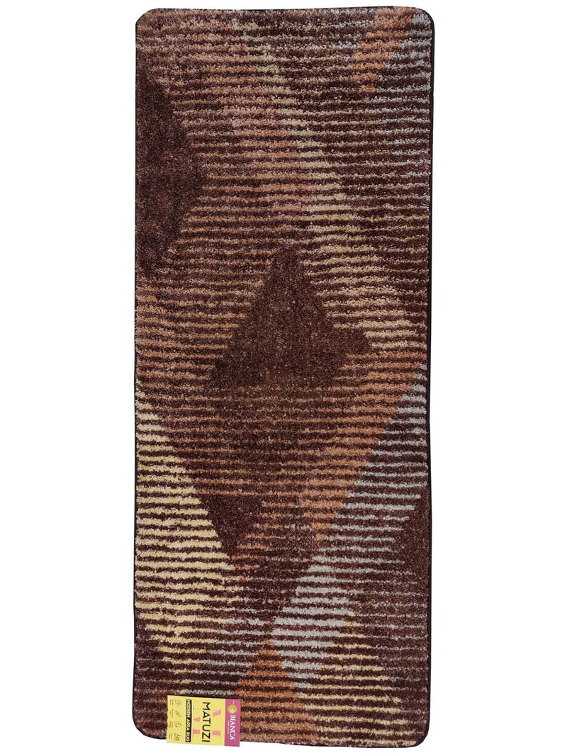 BIANCA Modern Designer Printed Carpet Area Rug with Anti Slip Backing -1pc 2 X 5 Ft (matuzi) | Super Fluffy Suitable for Living Area, Bedroom, Lawn Floor | Easy to Clean Diamond Lines-Khaki - Image 2