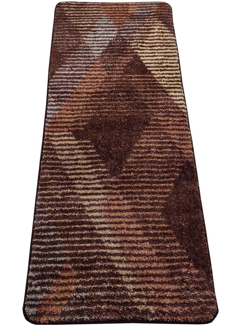 BIANCA Modern Designer Printed Carpet Area Rug with Anti Slip Backing -1pc 2 X 5 Ft (matuzi) | Super Fluffy Suitable for Living Area, Bedroom, Lawn Floor | Easy to Clean Diamond Lines-Khaki - Image 3