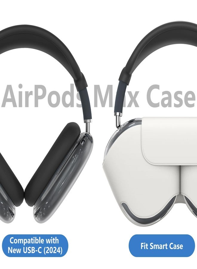 Polislime [4 in 1] Silicone Case Cover for AirPods Max (2024/2020), Clear TPU Ear Pad Cover/Ear Cups Cover/Headband Cover for AirPods Max, Transparent Silicone Accessories for Apple AirPods Max New USB-C, Black - Image 5