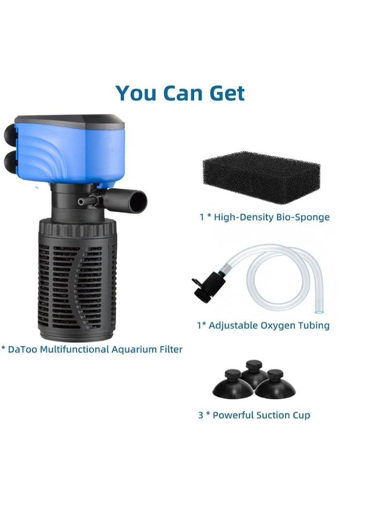 25W (600l/H) Silent Internal Aquarium Filter Cleaning Water And Air Pump And Wave Health Fish And Turtle Blue Black - Image 1